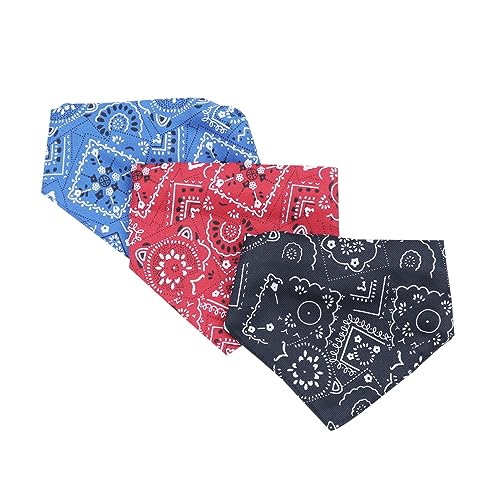 Mikikit 3st Waschbares Hundehalsband Halskette Winterlicher Hundeschal Bandanas Für Kleine Hunde Hundelätzchen Schwarzer Halsreif Welpen-Bandana Blaues Halsband Dekor Haustier Bilden von Mikikit