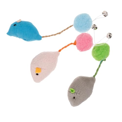 Mikikit 3Stücke Plüsch Mausspielzeug für Katzen Interaktives Kauspielzeug Bewegung und Spielverhalten und Langlebig Kätzchen und Erwachsene Katzen von Mikikit