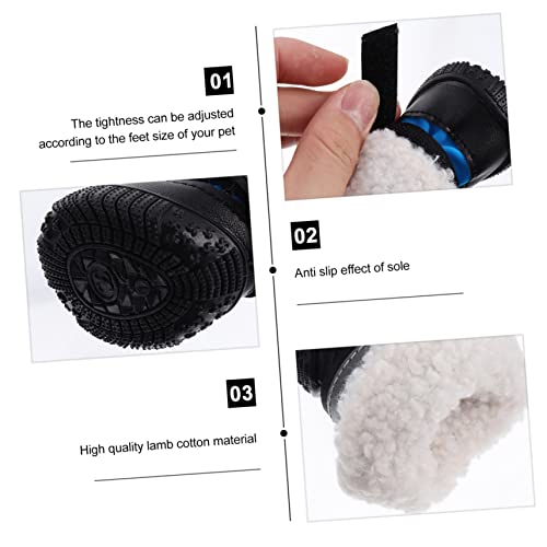 Mikikit 4 STÜCKE wasserdichte rutschfeste Hundeschuhe mit Wärmender Dicker Isolierung Pfotenschonend und Robust für Drinnen und Draußen Schützend vor Schnee und Rauem Gelände in See Blau von Mikikit