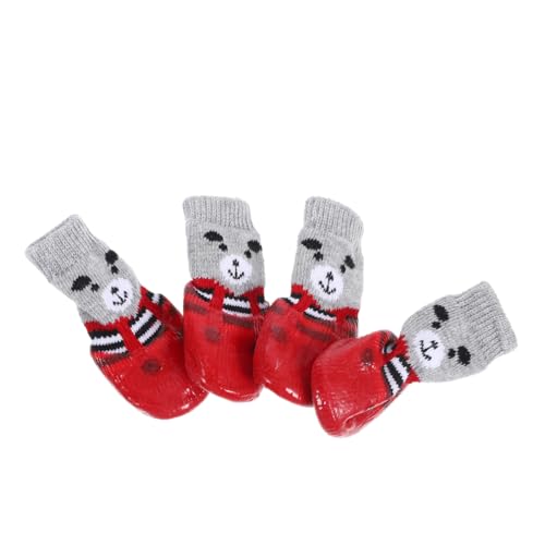 Mikikit 4 Stück Haustierschuhe Hundestiefel Auswechselbarer Hundepfotenschutz Zusammenklappbar Welpe Waschbare Hundesocken Hundeschuhe Abziehen Und Aufkleben Baumwolle Rot Mikikit 4 Stück Haustierschuhe Hundestiefel Auswechselbarer Hundepfotenschutz Zusammenklappbar Welpe Waschbare Hundesocken Hundeschuhe Abziehen Und Aufkleben Baumwolle Rot von Mikikit