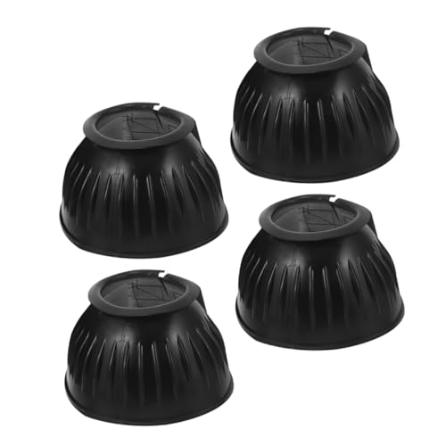 Mikikit 4 Stück Schutzhülle für Pferdestiefel Sehnenschutz Outdoor-Pferdestiefel Outdoor-Sehnenstiefel kompakte Pferdebeinstütze tragbare Beinstütze für Pferde Pferdebedarf Gummi Black von Mikikit