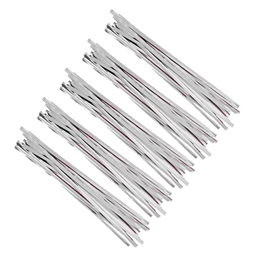 Mikikit 5 Packungen Verpackungsband Plastikbeutelverschluss Plastikbeutelbinder binden Verschluss Krawatten Silver von Mikikit