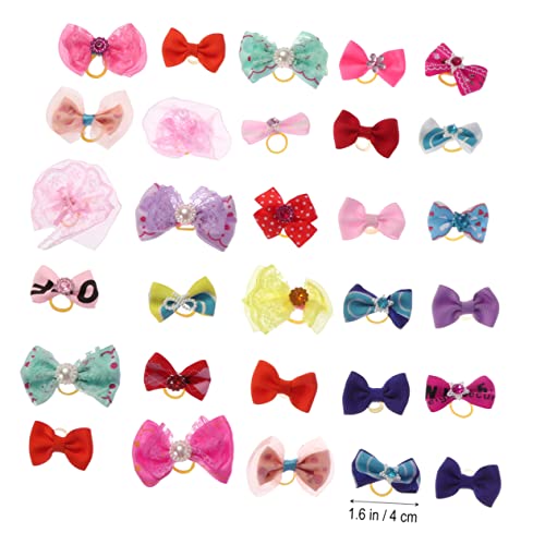 Mikikit 50 Stück Halter für Tierhaare hundezubehör Dog Accessories Hundehaarmode Zubehör für die Hundepflege Hundebandana Hundemütze Haarschmuck Bowknot Tierhaargummi Seil aus Tierhaaren von Mikikit