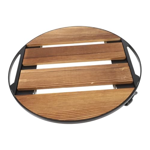 Mikikit Basis für Blumentöpfe Rollständer Topfpflanzenbeweger Pflanzenwagen mit Rädern Blumentopfer Pflanzenständer mit Rädern Rollanlagenständer Holz Coffee von Mikikit