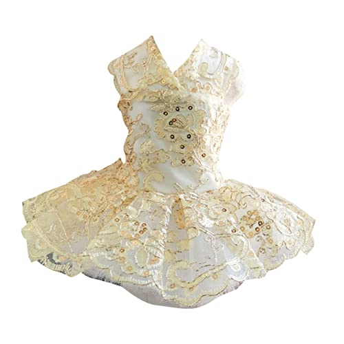 Mikikit Blumenmädchenkleider Für Hochzeitskleid Für Den Sommer Brautjungfernkleider Für Hochzeit Mittelgroße Hundekleidung Spitzenhaustierkleid Mädchenpulloverkleid Hundekostüm von Mikikit