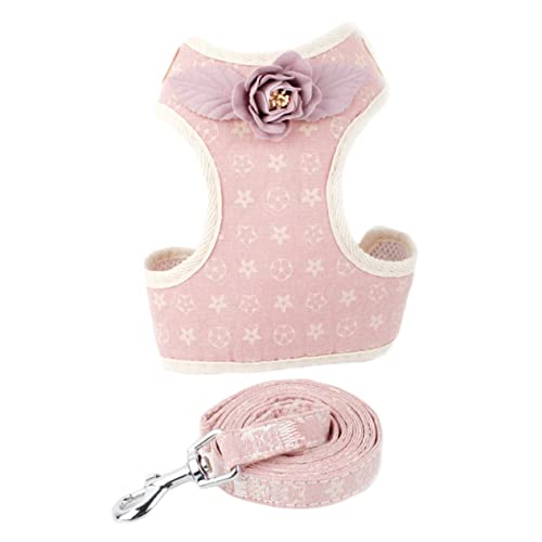 Mikikit Brustgurt für Haustiere Geschirr für Welpen Hundeleine Welpenhalsband Hundegeschirr für kleine Rassen Welpenbedarf laufweste Hund zugseil Haustierbedarf Haustierkabelbaum Rosa von Mikikit