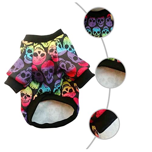 Mikikit Bunter Halloween Hundepullover mit Atmungsaktivem Material und Lustigem Schädel Design Leicht Auszuziehen für Party und Outdoor Aktivitäten Xs für Kleine Hunde von Mikikit