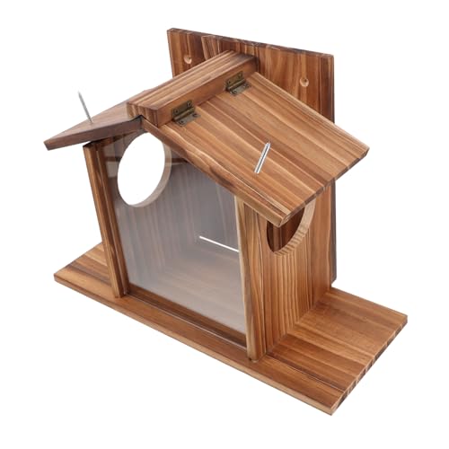 Mikikit Futterstelle Aus Holz Für Eichhörnchen Eichhörnchenfutterspender Für Draußen Eichhörnchenfutterhaus Mit Aufbewahrungsbehälter Gartenfutterspender Für Eichhörnchen von Mikikit
