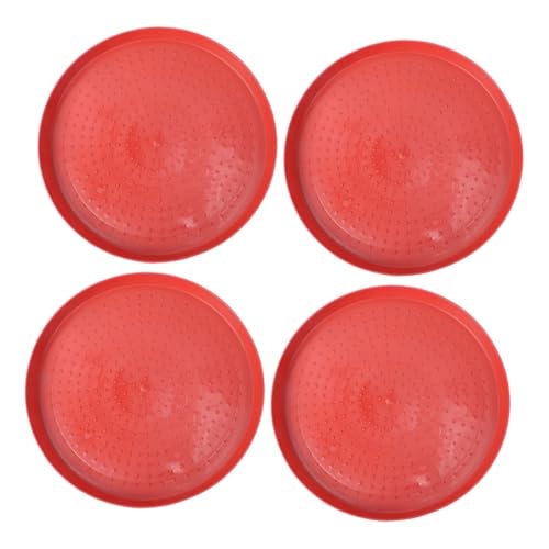 Mikikit Geflügelfutterschale Futterteller 4 Stück 35cm Kunststoff Rutschfestes Futtertablett für Hühner Küken Enten Gänse Schnelles und Einfaches Füttern Universell Einsetzbar Rot von Mikikit