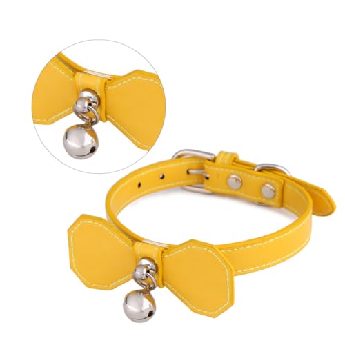 Mikikit Glockenhalsband für Hunde Stichworte Welpe Katzenhalsband mit Glocke hundekragen hundehalstuch hundehalsbänder Dog Collars PU-Halsband Haustier Hundehalsband Haustierbedarf Yellow von Mikikit