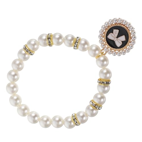 Mikikit Halskette mit Haustierperlen Blütenblattkragen Haustierschmuck für Hunde Katzenhalsband Perlenhalsbänder für Hunde Halsband mit Perlenkette für Hunde Perlenhalsband für Hunde Abs von Mikikit