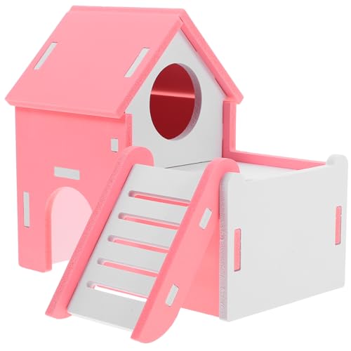 Mikikit Hamster Schlafhaus Mit Rampe Niedliches Hamsterlebensraum Und Pinkes Versteck Für Hamster Und Chinchillas Für Kleinen Nagerkomfort Und Spielspaß von Mikikit