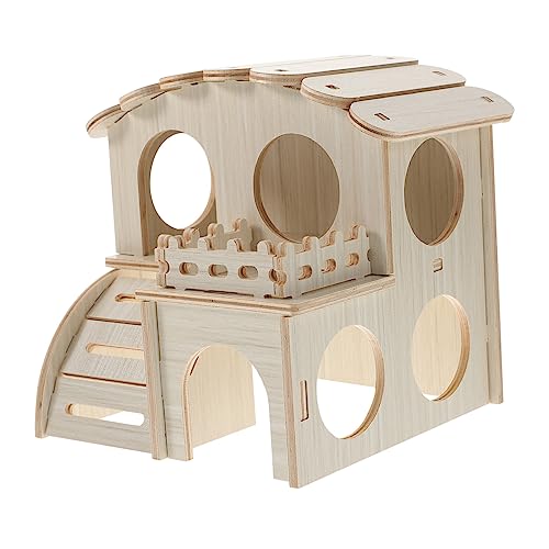 Mikikit Hamsterhaus Haustiere Hamster- kleines Haustier Hamsterhütte Chinchilla-Spielhaus Hamster hamsterspielzeug Hamsterversteck Haustier schlafhaus Holzverbundplatte von Mikikit