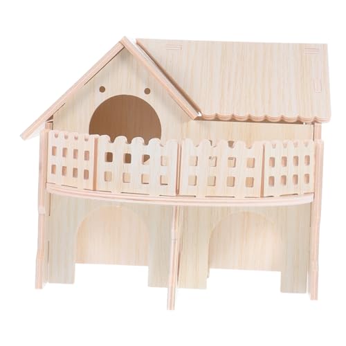 Mikikit Holzhaus Für Hamster Aus Naturholz Mehrkammer-hamsterversteck Mit Abnehmbarem Design Durchsichtigen Fenstern Für Beobachtung Als Unterschlupf Und Spielzeug Für Kleine Haustiere von Mikikit