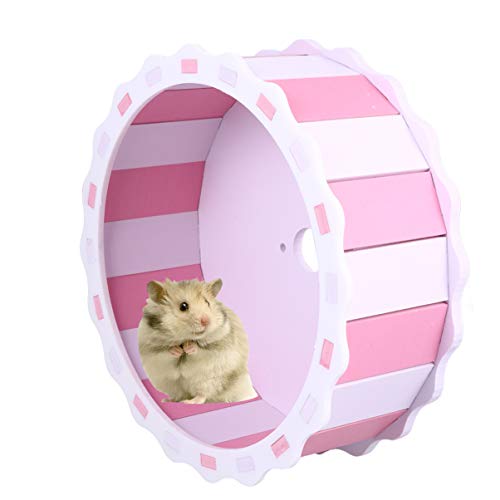 Mikikit Hamsterrad Hamster hamsterspielzeug Geruchsresistentes Kontrolle Hamster-Labyrinth- Tür Hund Hamster spielt Rad Holzrad Bambus Rosa von Mikikit