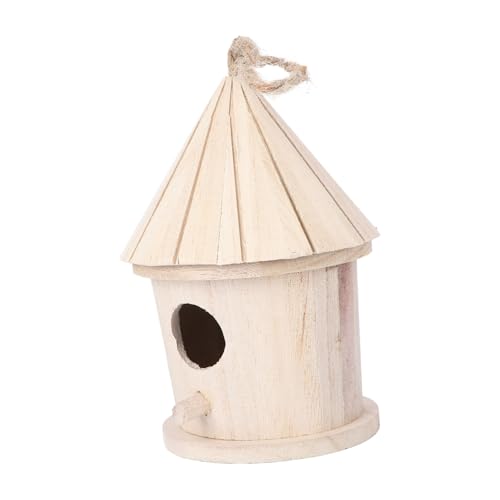 Mikikit Handgemachtes Hängendes Aus Turmform Für Gartenvögel Kreatives Vogel Wohnzimmer Im Freien Hellgelb Für Nistplätze Und Vogelfütterung von Mikikit