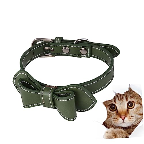 Mikikit Haustier Hundehalsband Kitten hundekragen hundehalsbänder für Haustiere mit Schleife Pu Fliege Schnalle Welpe Katzenkragen Haustierbedarf Green von Mikikit
