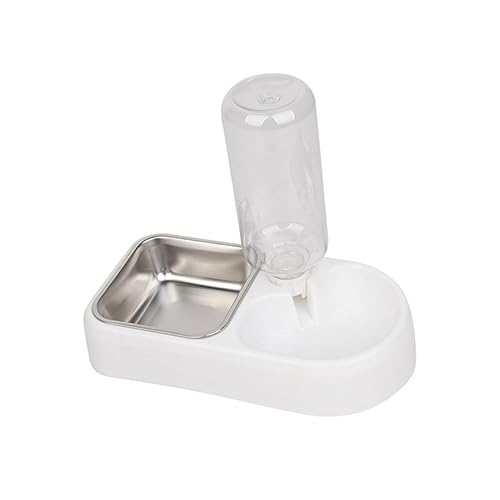 Mikikit Haustier-Trinkwerkzeug Kein Verschütten des Wassernapfes für Hunde Wasserspender Dual erhöht Fütterung pet Supplies katzenwasserbrunen katzenfutter Futterautomat für Haustiere Weiß von Mikikit