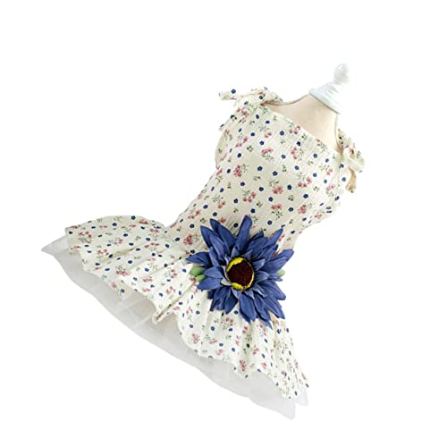 Mikikit Haustier-gänseblümchen-Kleidung Hundebekleidung Für Große Hunde Welpe Anziehen Cosplay Kostüme Hundekleid Für Hunde Ups Rock Sonne Nach Party-Hund-Spitzenkleid Blue von Mikikit