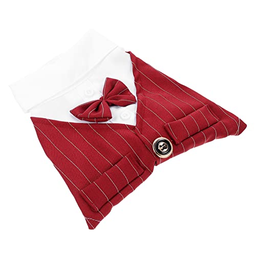 Mikikit Haustieranzug Hochzeitshundekostüm Party Hundekleid Welpe Weste Dog Costume hundekostüme cat Clothing Dekoration Kleidung formelles Hemd der Katze Hemd für Haustier Polyester rot von Mikikit