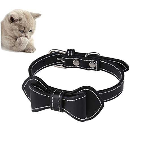 Mikikit Haustierbedarf Kitten hundekragen katzenhalsbänder katzenhalsband Haustier Hundehalsband Ring Gemustert Nacken Bogen Katzenkragen PU-Hundehalsband Black von Mikikit