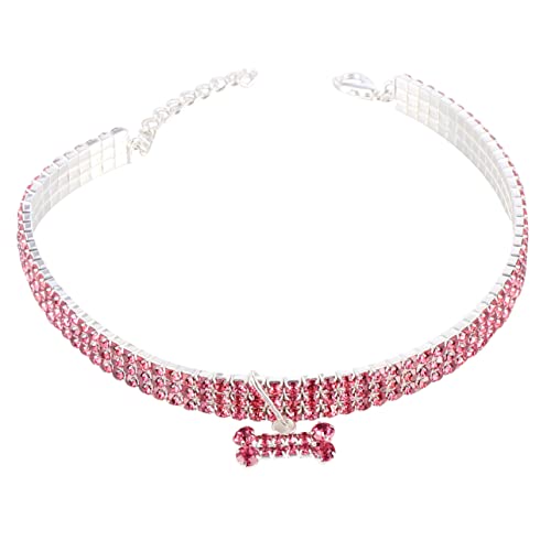 Mikikit Haustierhalsband mit Strasssteinen Kragen Hund kleines Welpenhalsband Farben Dog Collars für für Haustiere Haustierbedarf Rosa von Mikikit