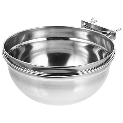 Mikikit Haustiernapf aus Edelstahl Hundefutter Zwinger Hundenapf Futterspender Katze Trog pet Water Bowl Wassernapf für Haustiere Käfig Futternapf hundebox schüssel Rostfreier Stahl Silver von Mikikit