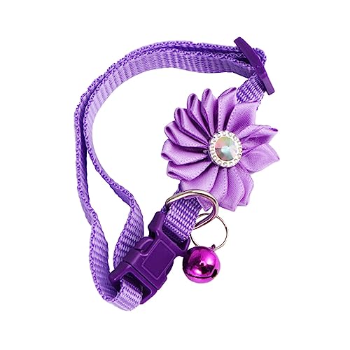 Mikikit Heimtierbedarf Name Kragen Hund Blumen Bestickt Für Schild Reize Bunt Für Katze Katzenhalsbänder Glocken Züchten Halskette Stichworte Charme Haustier Violet von Mikikit