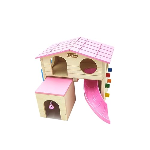 Mikikit Hölzernes Hamster Schiebetreppenhaus Nagetierhaus Lustige Rutsche Meerschweinchenspielzeug Versteck Für Hamster Hamsterhäuser Und Verstecke Für Den Innenbereich von Mikikit