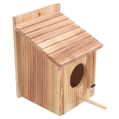 Mikikit Holz Vogelhaus Hängend Kreativer Nistkasten für Nymphensittiche für Garten und Innenhof Vogelbeobachtung von Mikikit