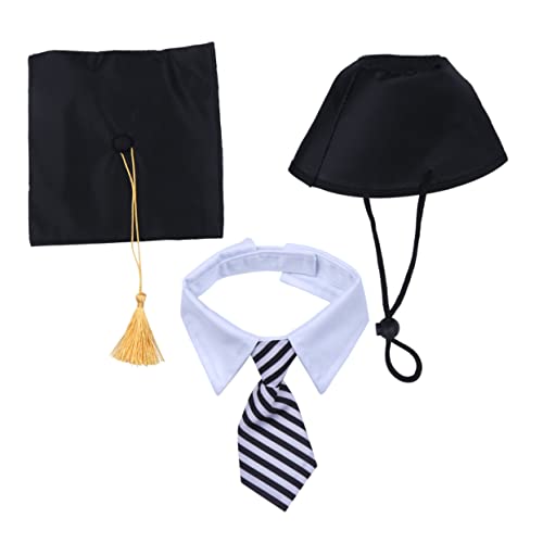 Mikikit Hundeabschlussmütze hundegeschenk hundefressnäpfe Haustiermode hundesofa Hundeabschlusskappe und Kleidblau Hunde-Abschlusskostüm Haustier-Abschluss-Krawatte Hund Trencher Hut Black von Mikikit
