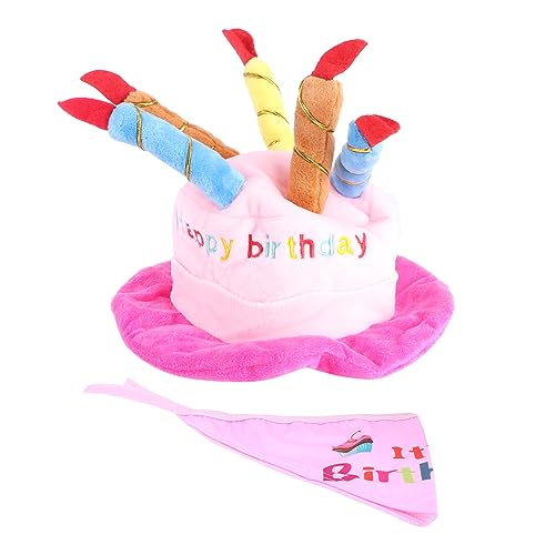 Mikikit Hundegeburtstagsmütze Hunde Geburtstag Welpe Kragen Haustier Geburtstag für Hunde Party hundekleidung hundebekleidung hundekleider Dog Accessories Hundelätzchen Hundehalsband Rosa von Mikikit