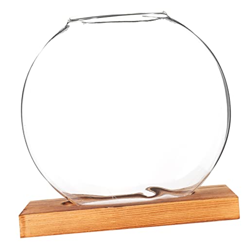 Mikikit Hydrokultur-Dill-Ornamente Schüssel Tank Abgeflachte Vase Knospenvasen Aquarienschale Wohnkultur Aquarium Ornamente Für Wasserpflanzer Wasserspiegel Glasvase Blumentopf Holz von Mikikit
