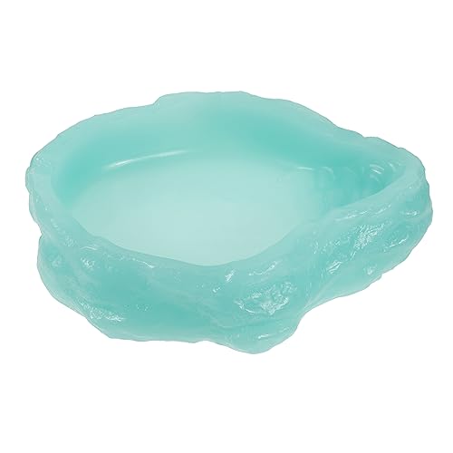 Mikikit Im Dunkeln leuchtender Wassernapf Reptil Nacht drinnen glühen Terrarium wasserschale Terrarium Wassernapf kriechende Wassertrinkschale für Haustiere Heimtierbedarf Harz Light Green von Mikikit