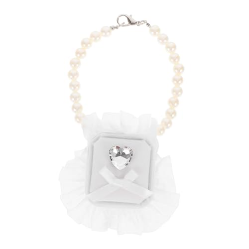 Mikikit Kasten Aufbewahrungsbox Für Verlobungsringe Haustiere Ringhalter Hund Hochzeit Schmuckschatulle Ringträgerhalter Eheringhalter Ringhalter Für Hundehalsband Polyesterband Weiß von Mikikit