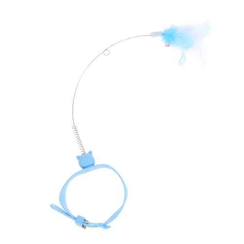 Mikikit Katzen-Teaser-Stick Katze Neckender Zauberstab Katzenhalsband-stäbchen Katze Kuscheltier Kätzchen Neckender Zauberstab Katzen-Teaser-zauberstab Kieselgel Blue von Mikikit