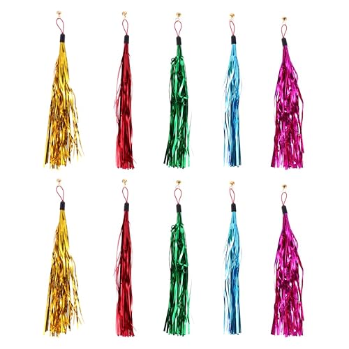 Lametta Katzenspielzeug: 10Pcs Katzenf?nger Spielzeug Ersatzkopf mit Bell Bird Cat Toy Refill Katzenspielzeug Interaktiver Teaser mit Quastenwürmern F?nger für Katzen K?tzchen Katzenglocke von Mikikit