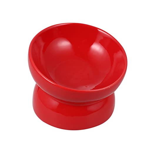 Mikikit Keramiknapf für Hunde gekippt groß Schüssel erhöhter Hundenapf Haustiernapf pet Water Bowl Dog Food Bowl katzennäpfe Futternapf für Haustiere Tierfutterautomat aus Keramik rot von Mikikit
