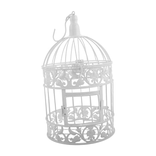 Mikikit Kleiner Dekorativer Vogelkäfig Garten Hängende Ornamente Hochzeits-vogelkäfig Vintage Hochzeitsdeko Vogelkäfig Aus Metall Dekorationen Für Vogelkäfige Weiß Schmiedeeisen von Mikikit