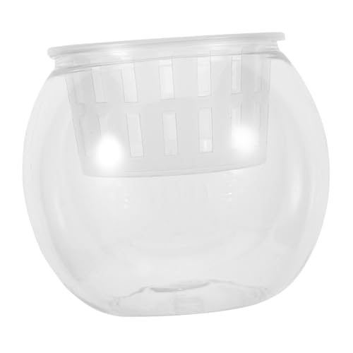 Mikikit Kleiner Runder Aquarienbehälter Transparentes Fischbecken Mit Mikrolandschaft Hydroponisches Terrarium Für Schreibtisch Für Büro Und Wohnraumdekoration von Mikikit