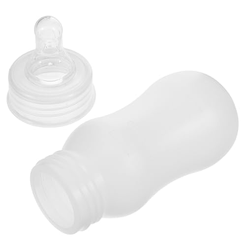 Mikikit Nuckelflasche milchspender Milchflasche für Haustiere Kleine Tierlammflasche Kleine Milchflaschen Stillflasche für Rinder Taubenflaschennippel Haustierfutterflasche Plastik Weiß von Mikikit