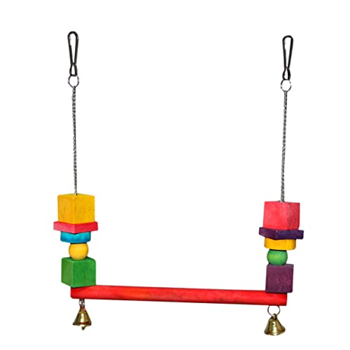 Mikikit Papageienständer klein Kauen Brücke Sitzstangen Vogelschwungspielzeug holzschaukel vogelkäfig zubehör Bird Toys Papageienhängespielzeug pädagogische Schaukel Bambus von Mikikit