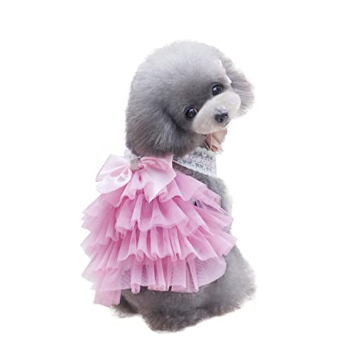 Mikikit Rock Hundehalsband Hochzeit Nähen Sie Haustier-anziehsachen Haustierbedarf Hundesachen Hunde-Outfit Hundefliege Spitzenkleid Für Hunde Hundespielzeug Dackel Rosa von Mikikit