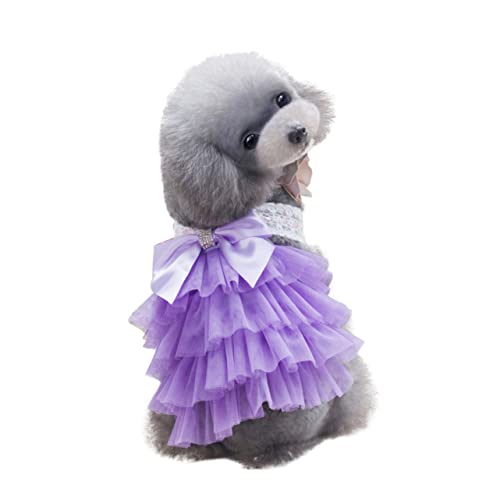 Mikikit Rock Tutu-Kleid Für Haustiere Hundebekleidung Hund Prinzessin Kleid Geburtstagskleid Für Hunde Hunderoben Rosa Hundekleid Hundekostüme Hund Für Kleine Hunde Mädchen Violett von Mikikit