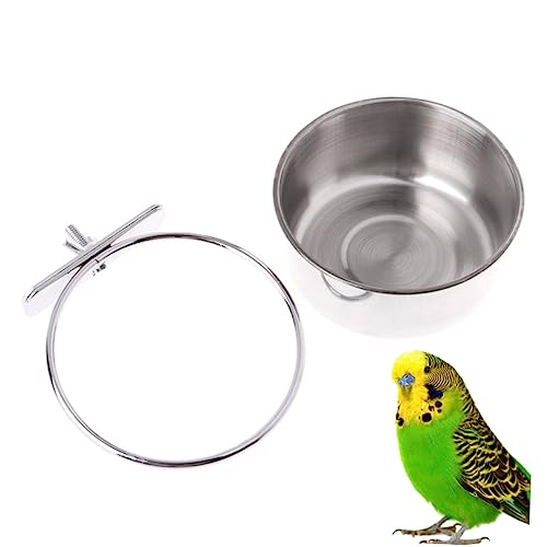 Mikikit Schüssel Für Papagei Papageienzubehör Essen Papageienfütterung Vogel Fütterer Container Vogel Schalen Schüsseln Vogelfütterer Trinker Wasser Futterspender Papageifutter Silver von Mikikit