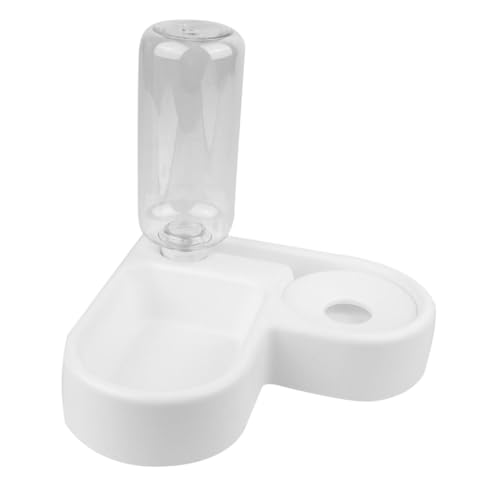 Mikikit Schüsseln für Haustiere pet Supplies automatischer wasserspender Automatic Water Dispenser Futterspender Futterautomat für Haustiere Futternapf für Katzen Doppelter Hundenapf Weiß von Mikikit