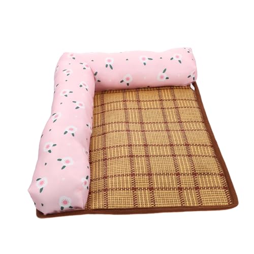 Mikikit Sommermatte Kissen Kühlmatte für Hunde mit Kühlung klein Hundebett kühlmatten für Haustiere Cooling mat for Dogs Haustier rutschfeste Matte Sommerschlafbett für Hunde Rattan rot von Mikikit