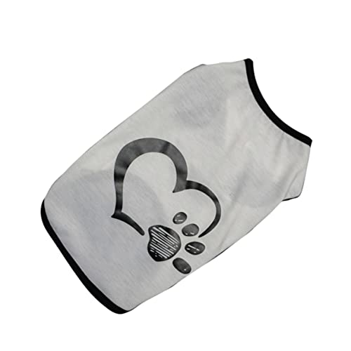 Mikikit Haustier-Herz-fußabdruck-Muster-Weste Hunde-Body-Anzug Hawaiianische Hemden Hundekostüme Für Kleine Hunde Kleines Hundeshirt Haustierweste Für Kleine Hunde Pyjama Hündchen Weiß von Mikikit