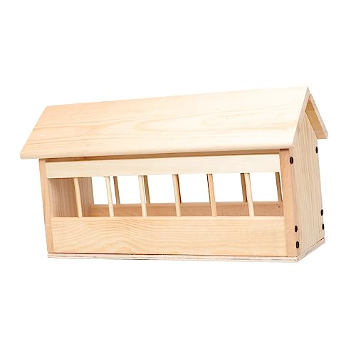 Mikikit Tauben Futterautomat Geflügel Schüssel Pavillon Fasan vogelfutterspender vogelfutterhäuschen Vogelfutterbehälter Taubenfutterbox Taubenhäuschen aus Holz Futtertrog hölzern von Mikikit