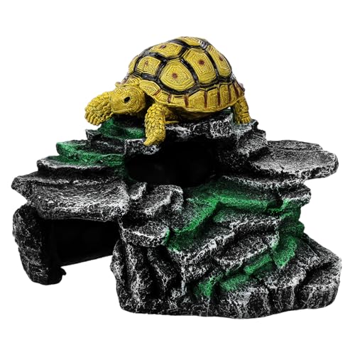 Mikikit Turtle Basking Platform für Aquarien Schildkröten Sonnenplattform aus Harz Stabile Konstruktion Dekoratives Habitat für Wasserschildkröten und Reptilien von Mikikit